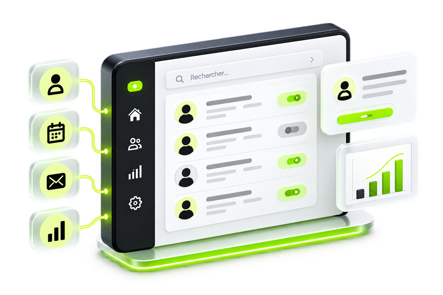 Tableau de bord d'un outil de suivi client (CRM)